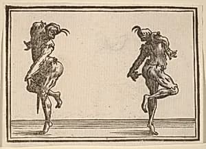 Two Pantaloons Dancing by Edouard Eckman after Jacques Callot