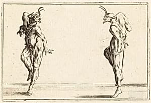 Two Pantaloons Dancing by Jacques Callot