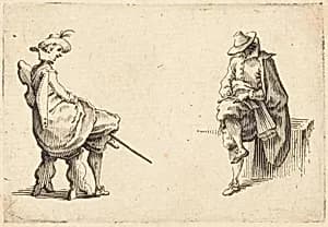 Two Seated Figures by Jacques Callot