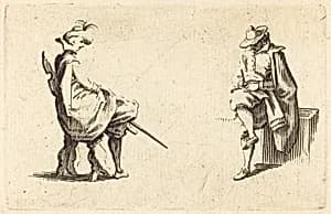 Two Seated Figures by Jacques Callot
