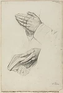 Two Studies of Hands by Alphonse Legros