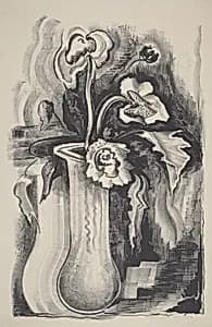 Untitled (Vase With Iris And Poppies) by Katharine Schlater