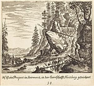 View in Stairmarck by Melchior Küsel after Johann Wilhelm Baur