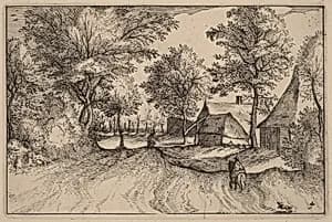 Village Road by Claes Jansz Visscher after Johannes van Doetechum, the Elder after Lucas van Doetechum after Master of the Small Landscapes
