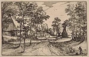 Village Road by Claes Jansz Visscher after Johannes van Doetechum, the Elder after Lucas van Doetechum after Master of the Small Landscapes