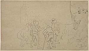 Village Scene by Elihu Vedder