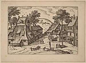 Village Square with Shrine by Carel Collaert