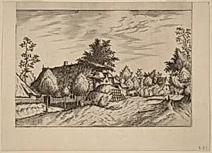 Village Street by Johannes van Doetechum, the Elder and Lucas van Doetechum after Master of the Small Landscapes