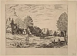 Village Street by Johannes van Doetechum, the Elder and Lucas van Doetechum after Master of the Small Landscapes