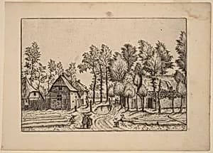 Village Street by Johannes van Doetechum, the Elder and Lucas van Doetechum after Master of the Small Landscapes