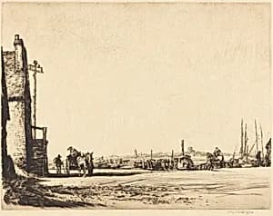 Walberswick Ferry by Sir Muirhead Bone