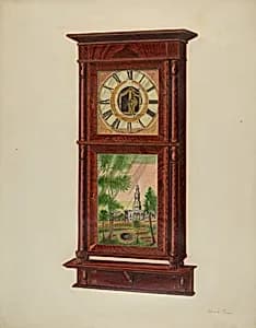 Wall Clock with Mantel by Richard Taylor