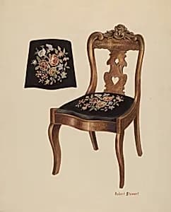 Walnut Carved Back Chair by Robert Stewart