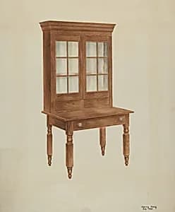 Walnut Desk and Bookcase by Harry King