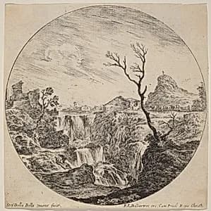 Waterfall with Three Tiers by Stefano Della Bella