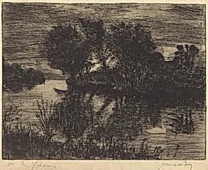 Waterton Ferry, Ellon by James McBey