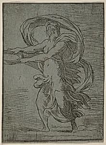 Woman Carrying a Tray by Master F.P.