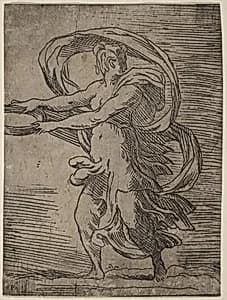 Woman Carrying a Tray by Master F.P.