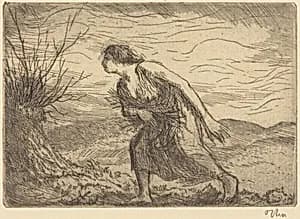 Woman Gathering Sticks by Augustus John