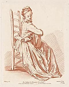 Woman Playing the Guitar by Gilles Demarteau, the Elder, Antoine Watteau