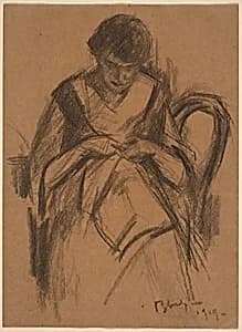 Woman Sewing by Julius Bloch
