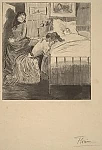 Woman Weeping in a Sick Room by Frédéric Florian after Jean-Louis Forain