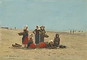 Women on the Beach at Berck by Eugène Boudin