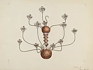 Wood and Tin Chandelier by George Constantine