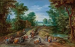 Wooded Landscape with Travelers by Jan Brueghel the Elder
