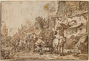 Workmen before an Inn by Isack van Ostade