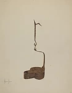 Wrought Iron Betty Lamp by H. Langden Brown