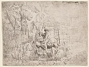 Young Shepherd on Horseback by Giovanni Benedetto Castiglione