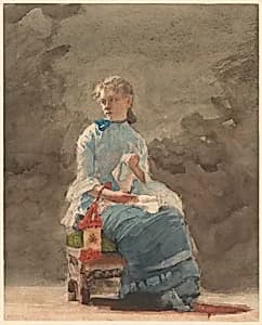 Young Woman Sewing by Winslow Homer