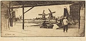 Zaandam Windmills by David Young Cameron
