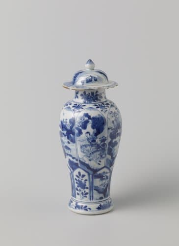 Baluster covered jar with horsemen in landscapes and flower sprays by anonymous