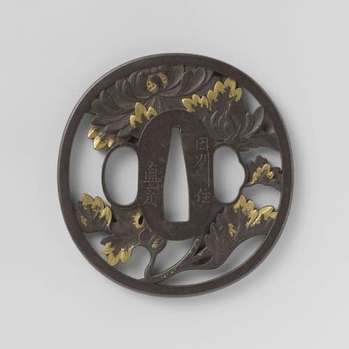 Hand guard with chrysanthemums by anonymous