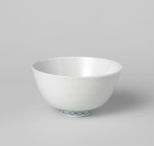 Bowl with a crane among lotus plants by anonymous