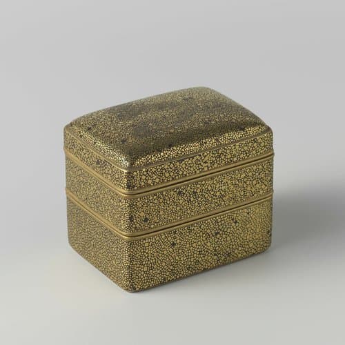 Jubako met ingelegde bladgoud rechthoeken by anonymous