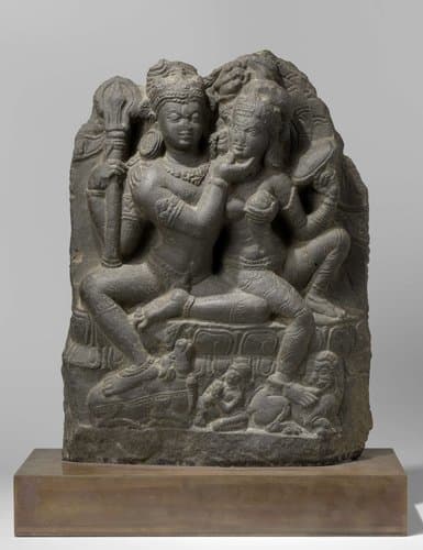 Stenen reliëf met voorstelling van Shiva en Parvati by anonymous