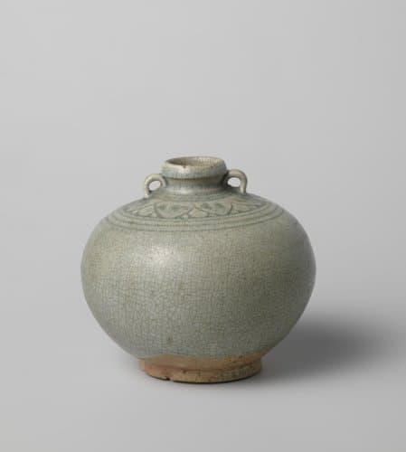 Ovoid jar with incised flower petals by anonymous; anonymous