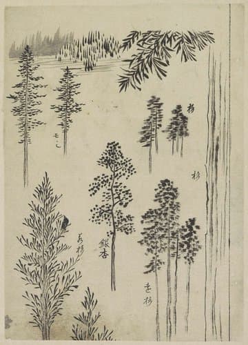 Landschap met bomen by Katsushika Hokusai