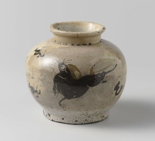 Jar with a running horse and by anonymous