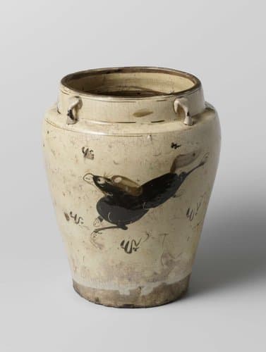 Jar with a running horse and a flower spray by anonymous