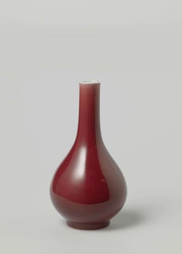 Pear-shaped bottle vase with a red glaze by anonymous