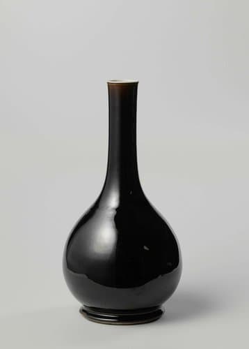 Pear-shaped bottle with a dark brown glaze by anonymous