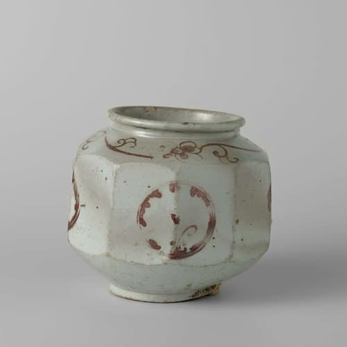 Decagonal vase with medallions and floral scrolls by anonymous