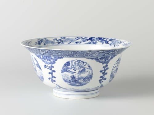 Bowl with Kui Xing and a scholar in a fenced garden by anonymous