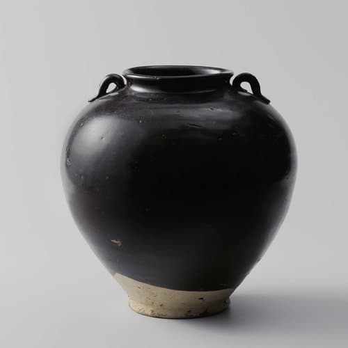 Ovoid jar with a dark brown glaze by anonymous