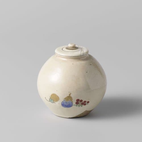 Tea caddy with an eggplant and fruit by anonymous; anonymous