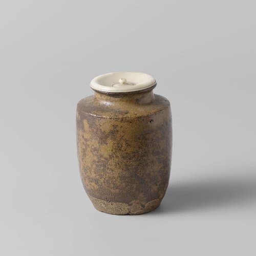 Tea caddy with a light brown glaze by anonymous; anonymous